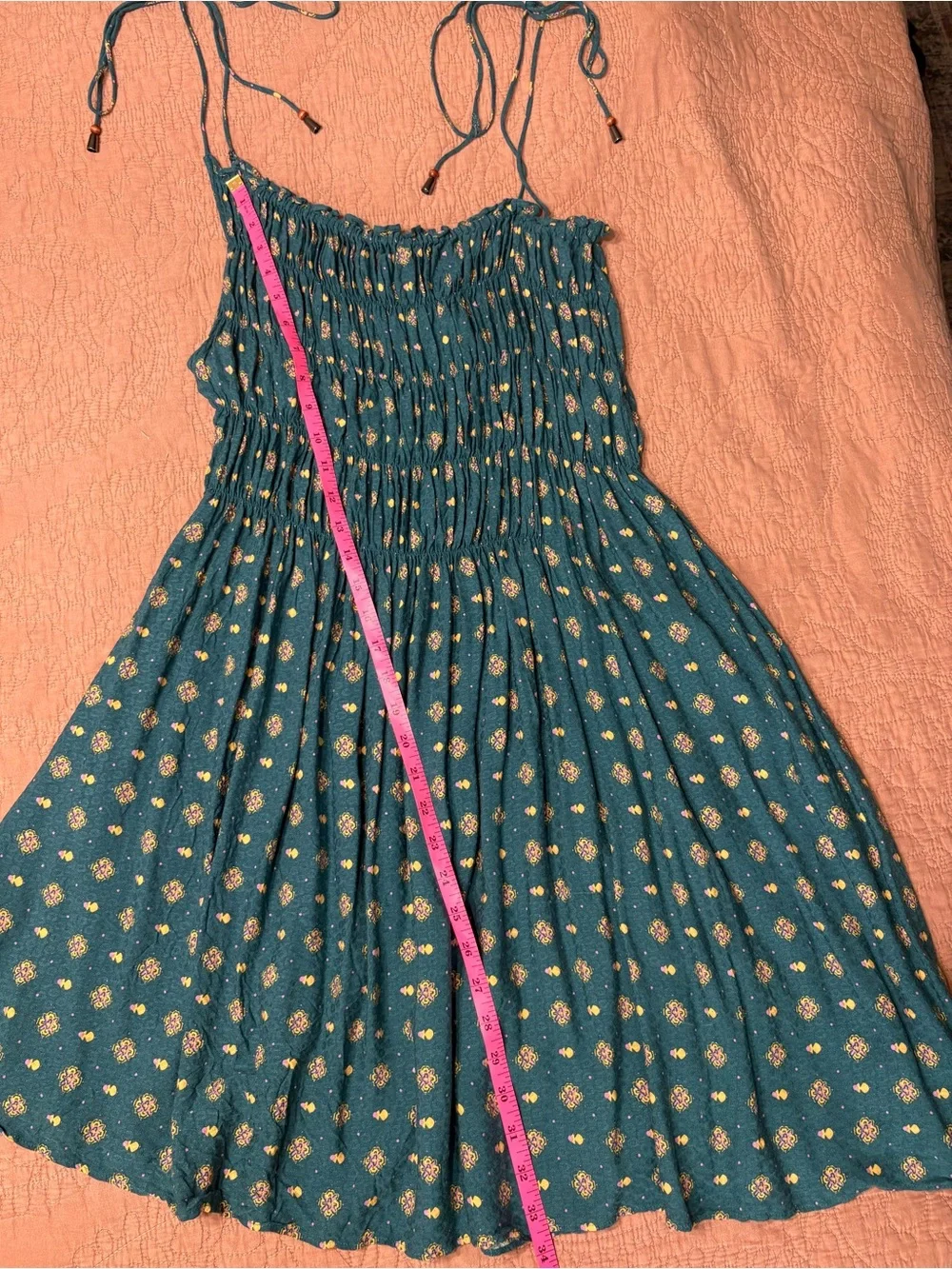 Free People Clementina Asymmetrical Mini Dress Teal Blue size Large Oversized